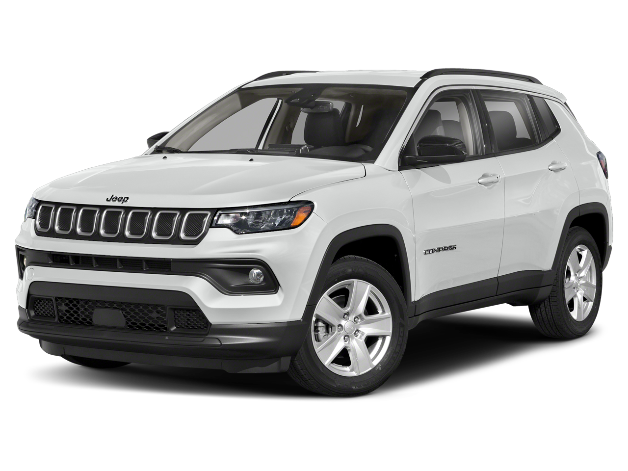 2022 Jeep Compass Latitude in Bright White Clearcoat — front three-quarter view