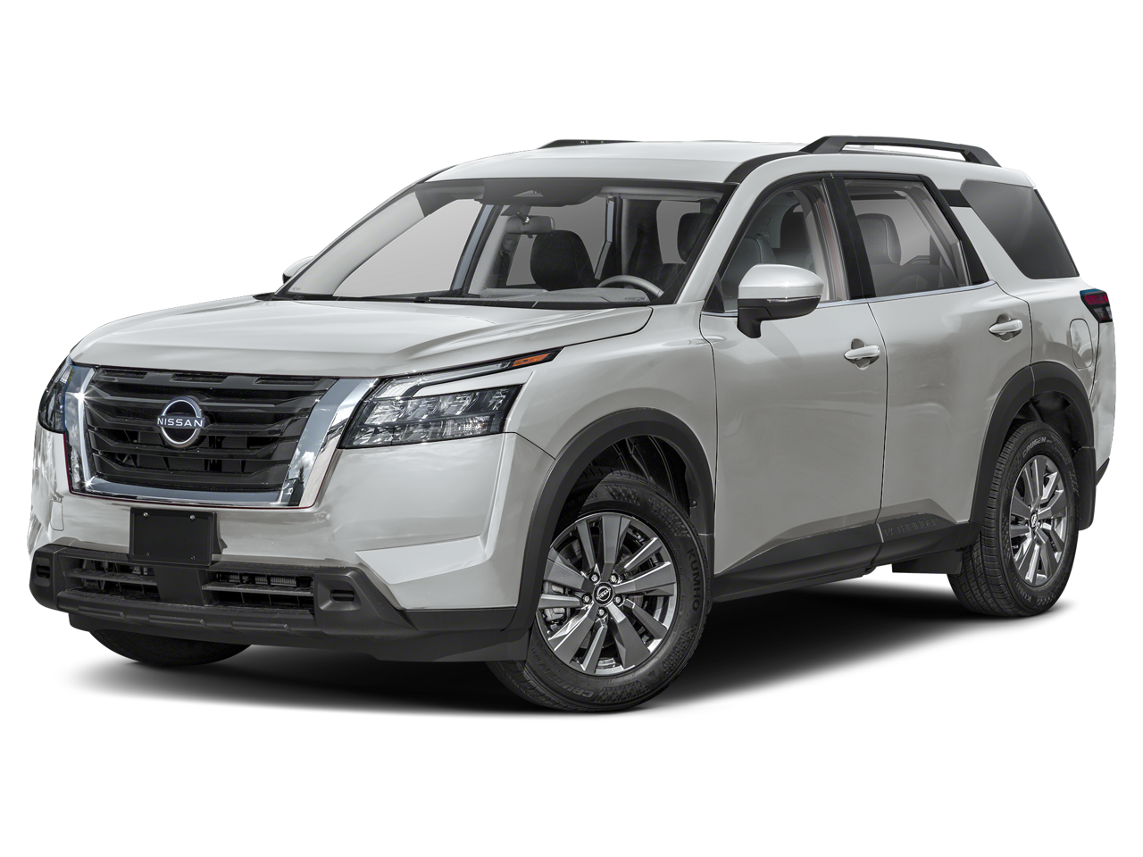 2025 Nissan Pathfinder SV in Brilliant Silver Metallic — front three-quarter view