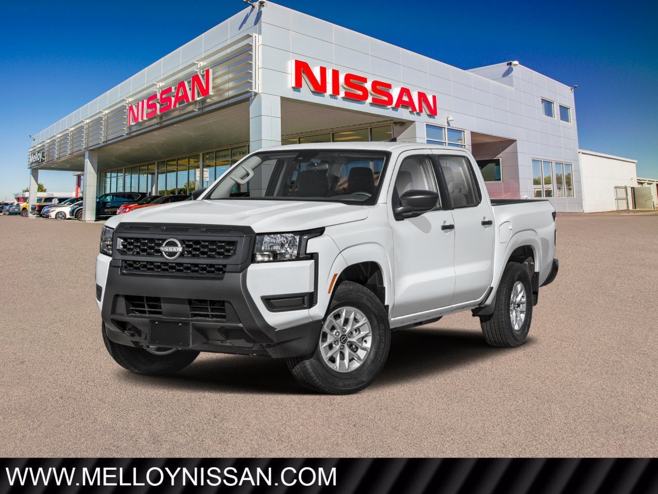 2026 Nissan Frontier Crew Cab 4x2 S in Glacier White — front three-quarter view