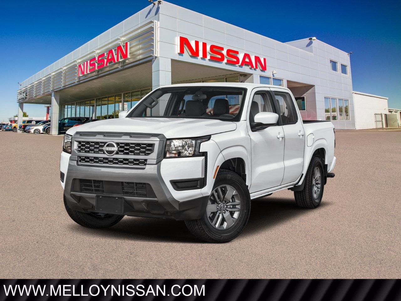 2026 Nissan Frontier Crew Cab 4x4 SV in Glacier White — front three-quarter view