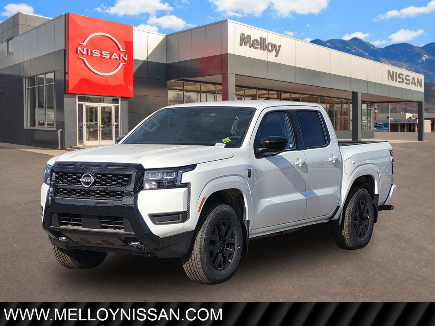 2026 Nissan Frontier Crew Cab 4x4 SV in Glacier White — front three-quarter view