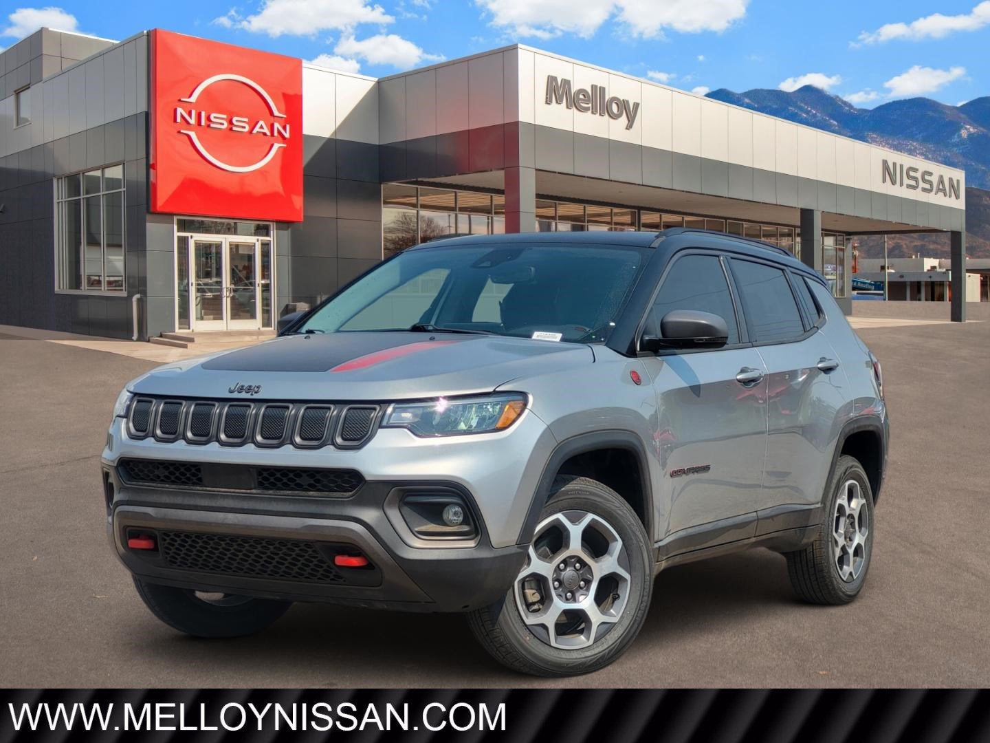 2022 Jeep Compass Trailhawk in Billet Silver Metallic Clearcoat — front three-quarter view