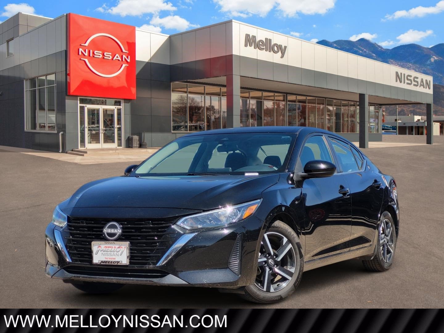 2024 Nissan Sentra SV in Super Black — front three-quarter view