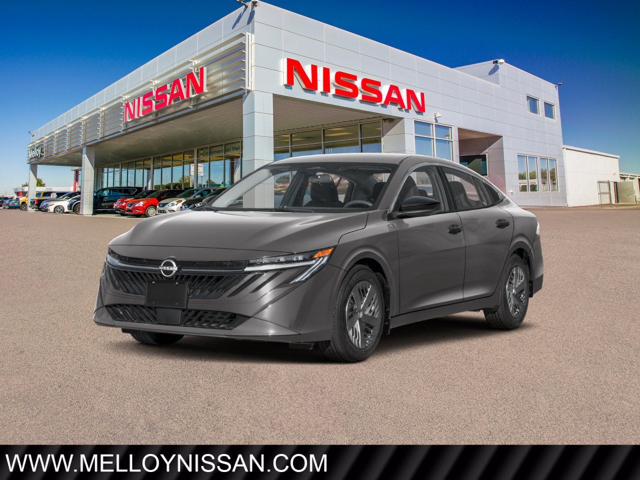 2026 Nissan Sentra S Sedan in Gun Metallic — front three-quarter view
