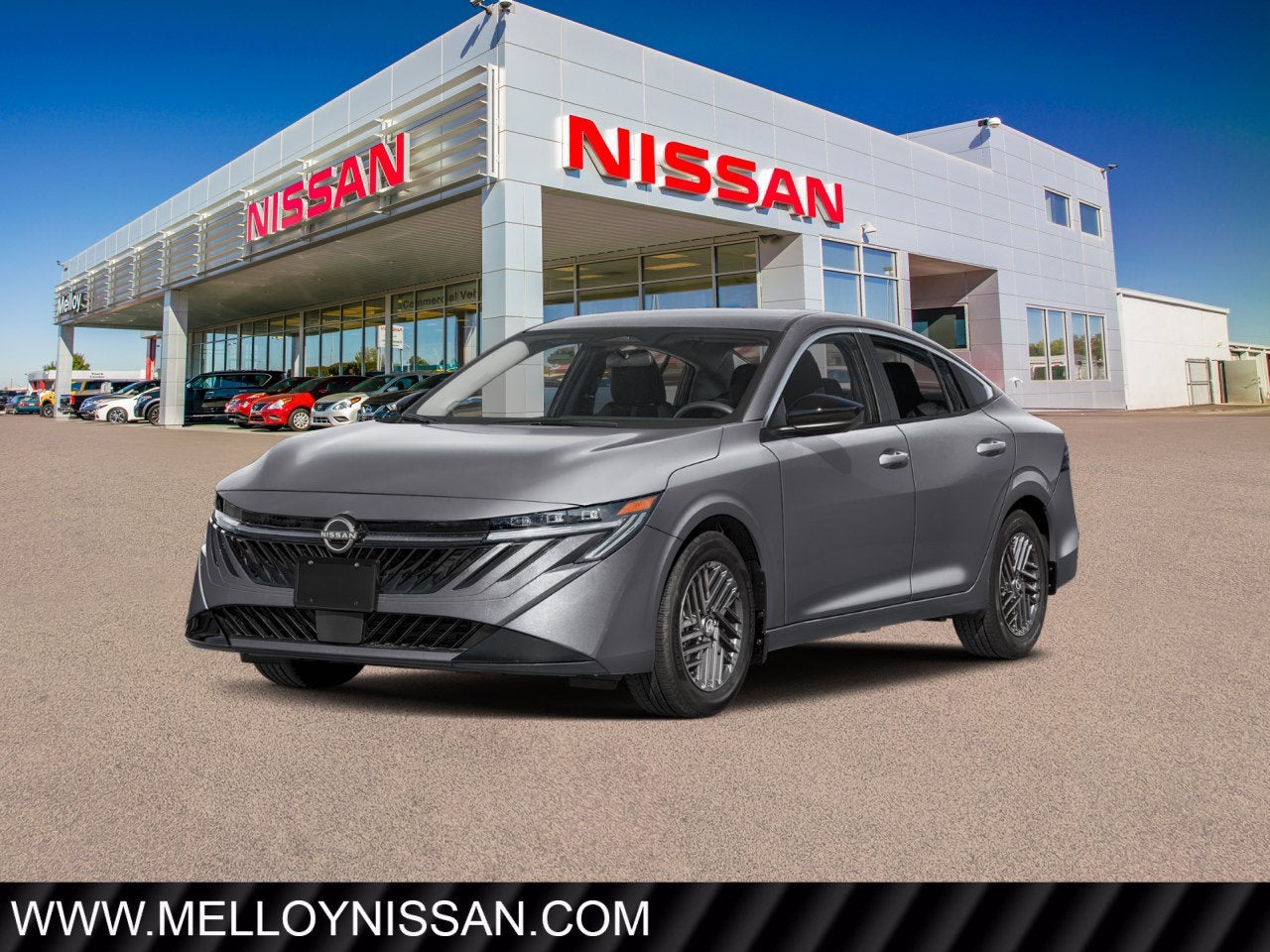 2026 Nissan Sentra SV Sedan in Atlantic Gray Metallic — front three-quarter view