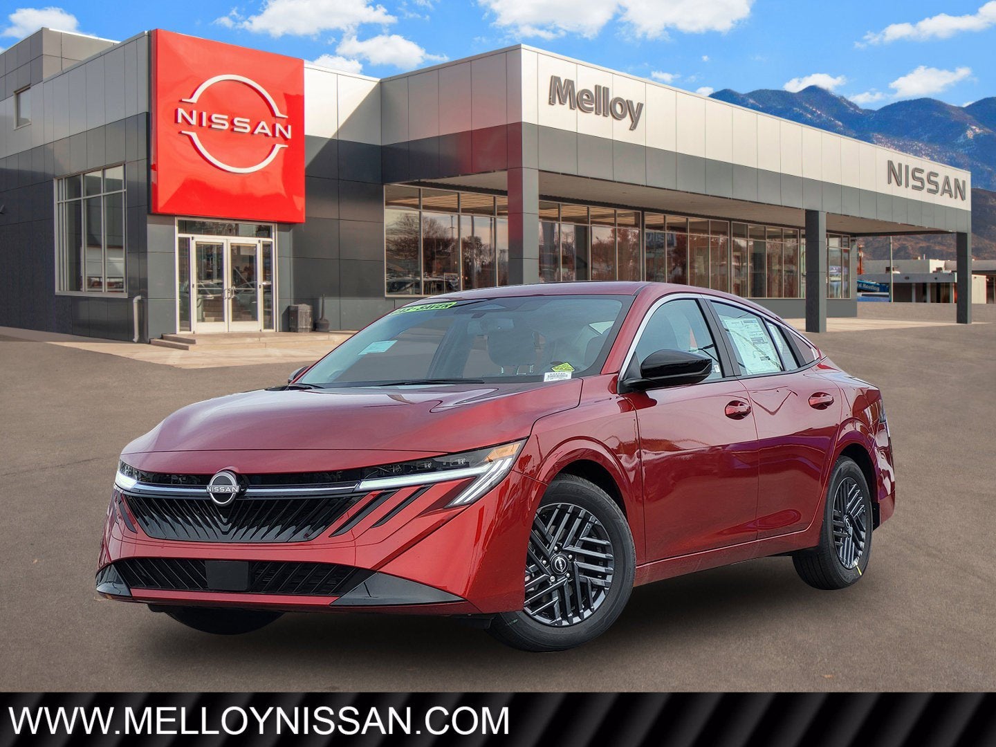 2026 Nissan Sentra SV Sedan in Scarlet Ember Tintcoat — front three-quarter view