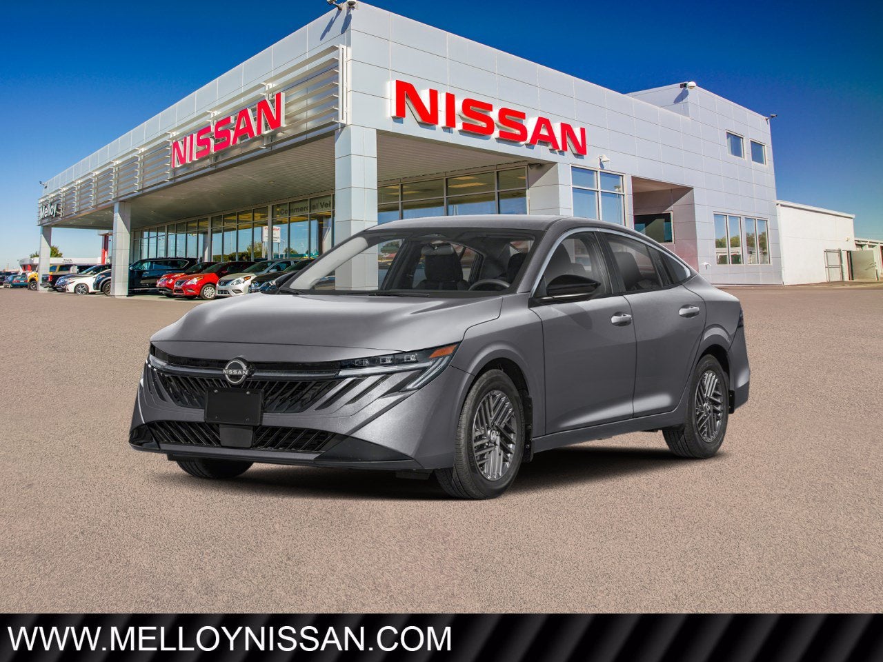 2026 Nissan Sentra SV Sedan in Atlantic Gray Metallic — front three-quarter view