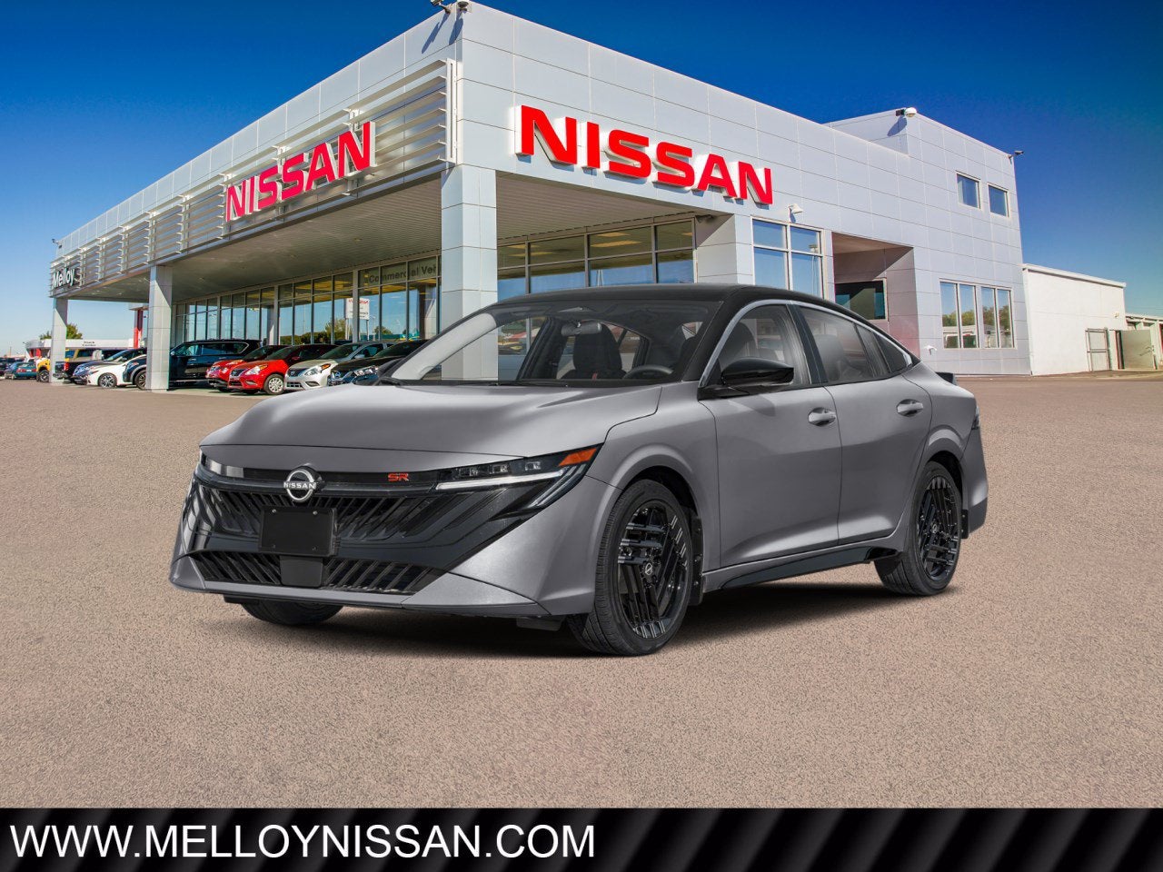 2026 Nissan Sentra SR Sedan in Atlantic Gray Metallic — front three-quarter view