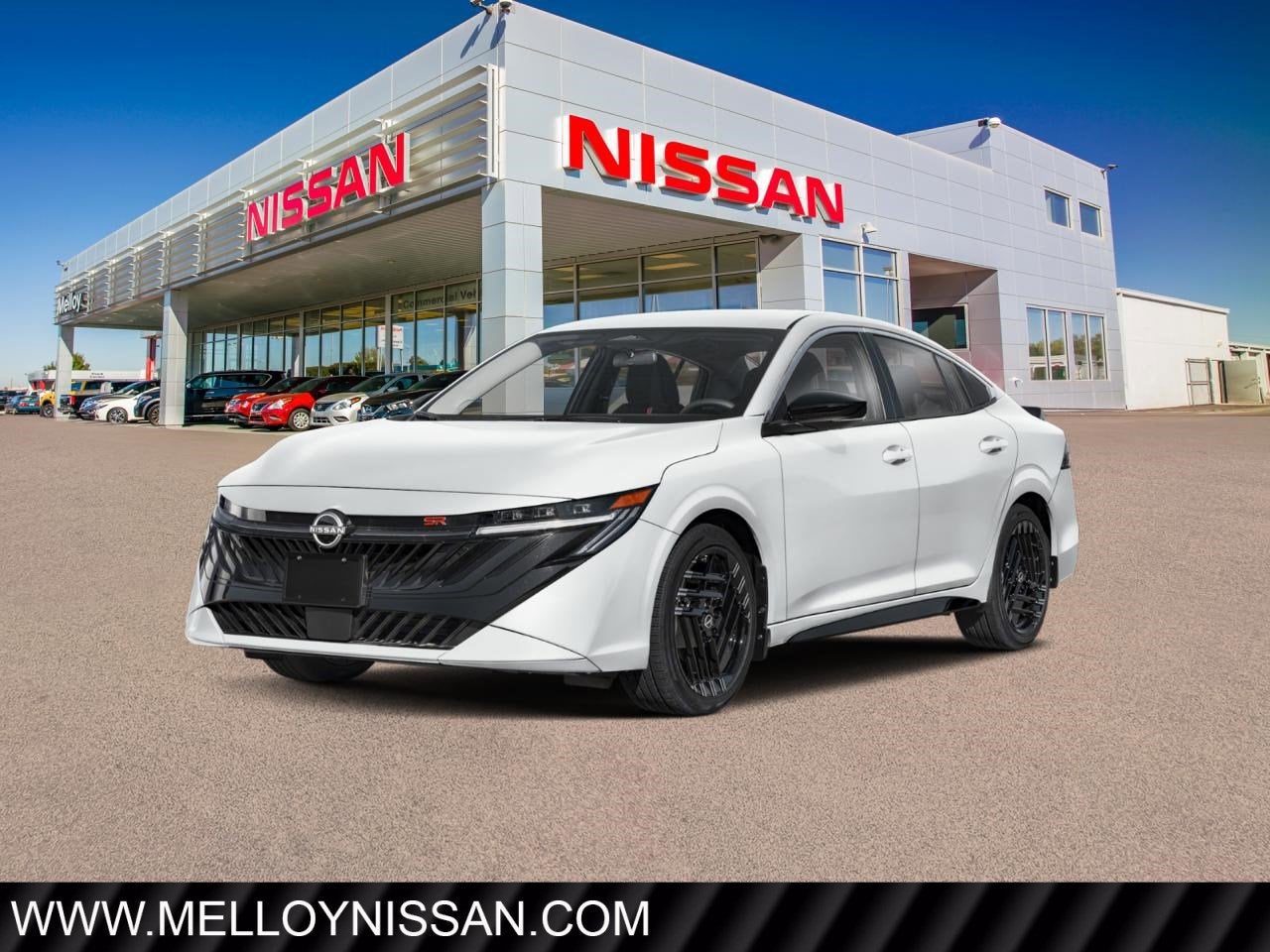 2026 Nissan Sentra SR Sedan in Aspen White Tricoat — front three-quarter view
