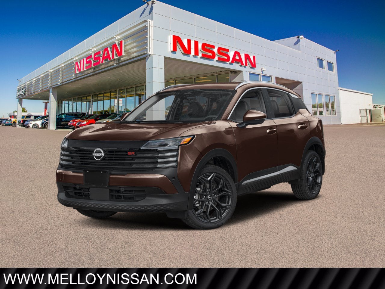 2026 Nissan Kicks SR AWD in Canyon Bronze Metallic — front three-quarter view