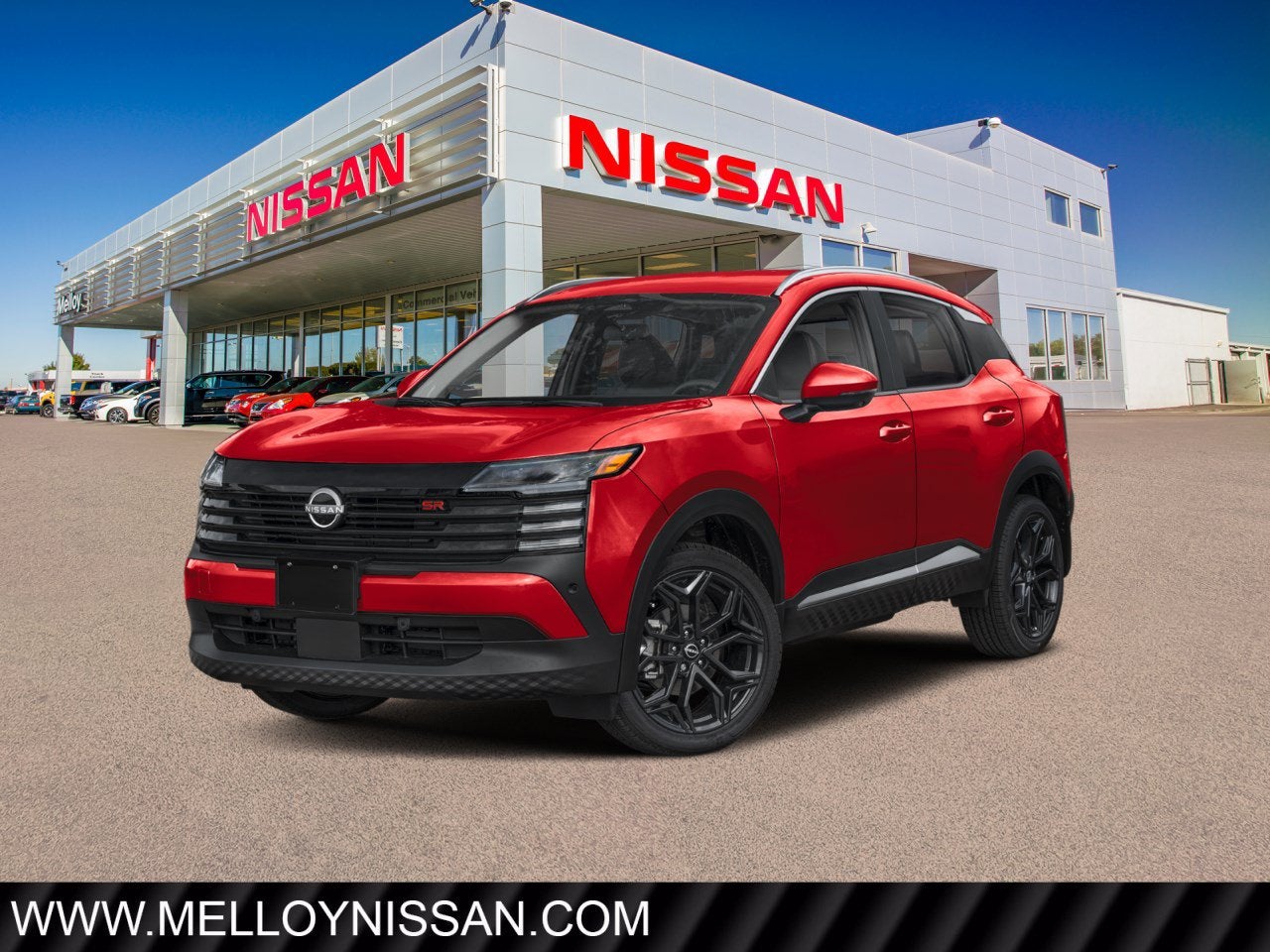 2026 Nissan Kicks SR AWD in Scarlet Ember Tintcoat — front three-quarter view