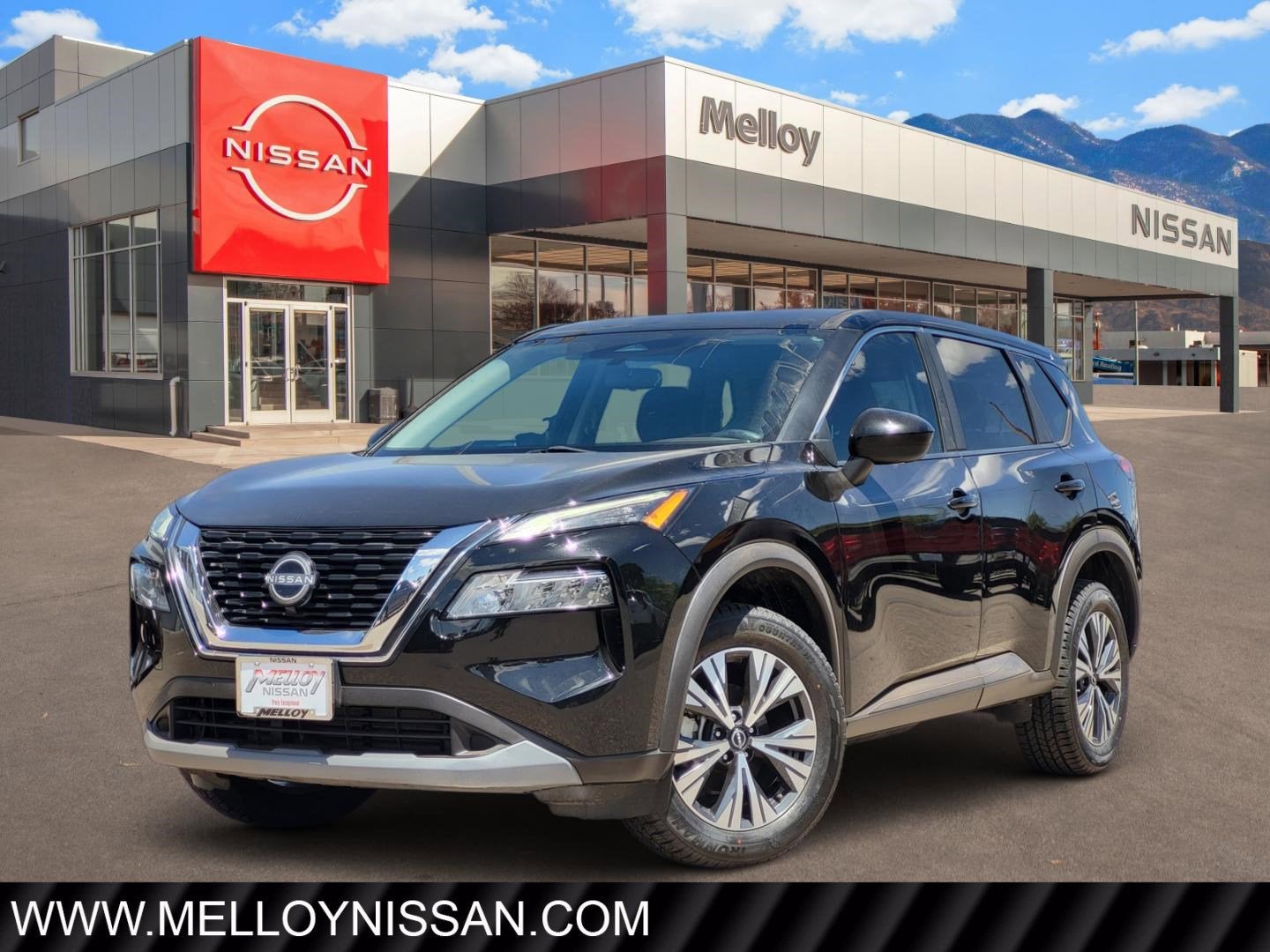 2023 Nissan Rogue SV in Super Black — front three-quarter view