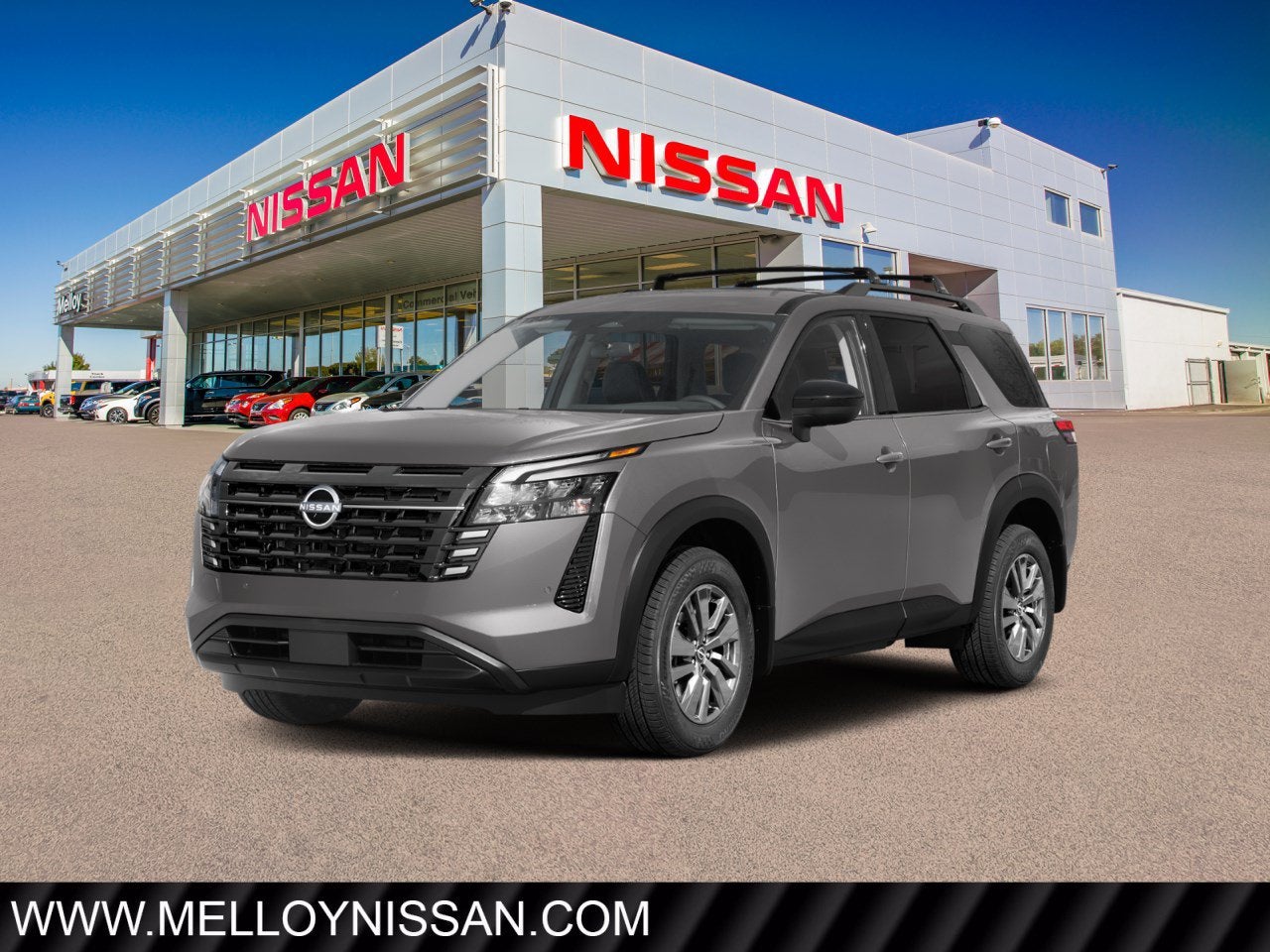 2026 Nissan Pathfinder SV 4WD in Gun Metallic — front three-quarter view