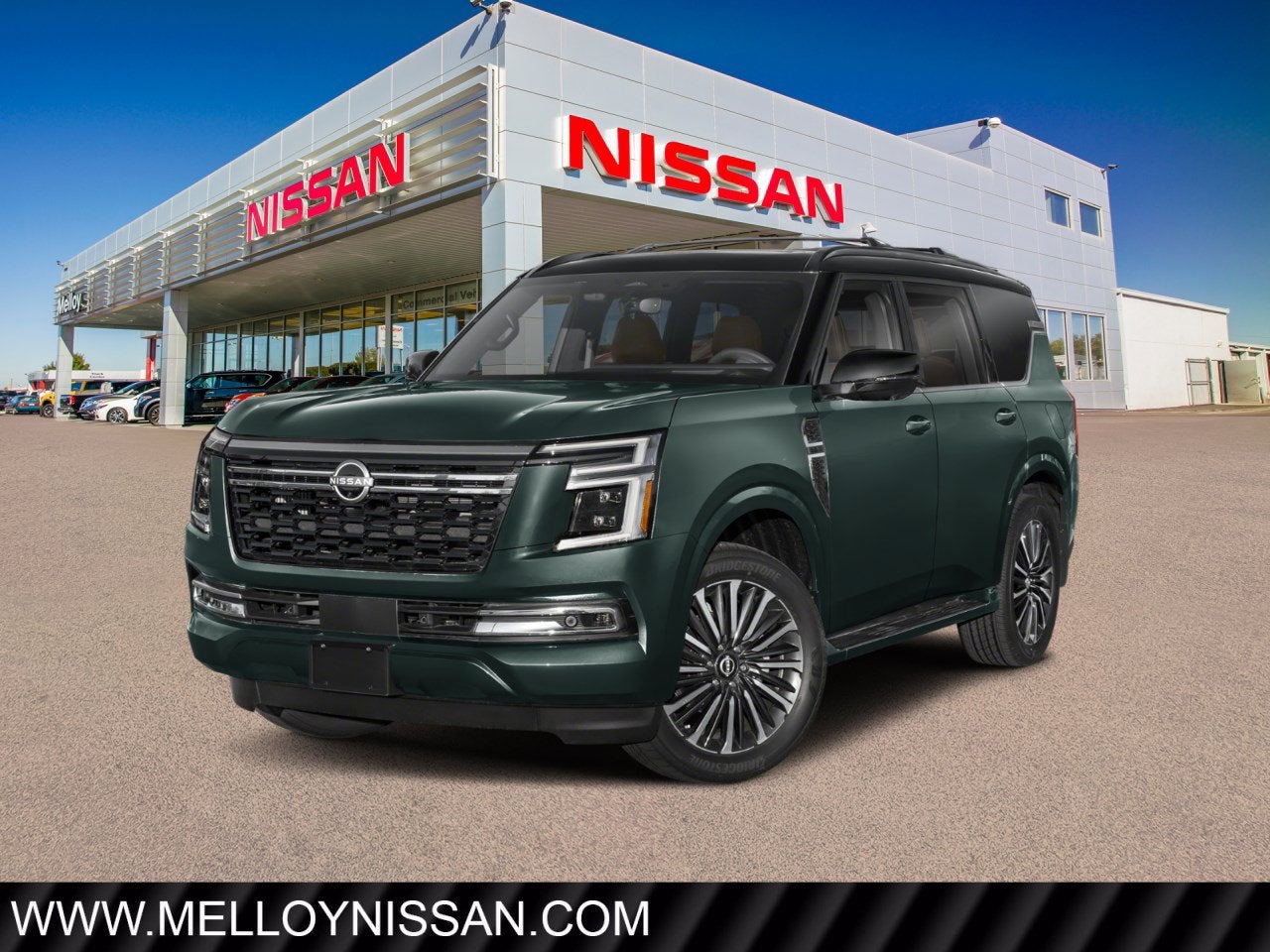 2026 Nissan Armada 4x4 Platinum Reserve in Alpine Metallic/Super Black — front three-quarter view
