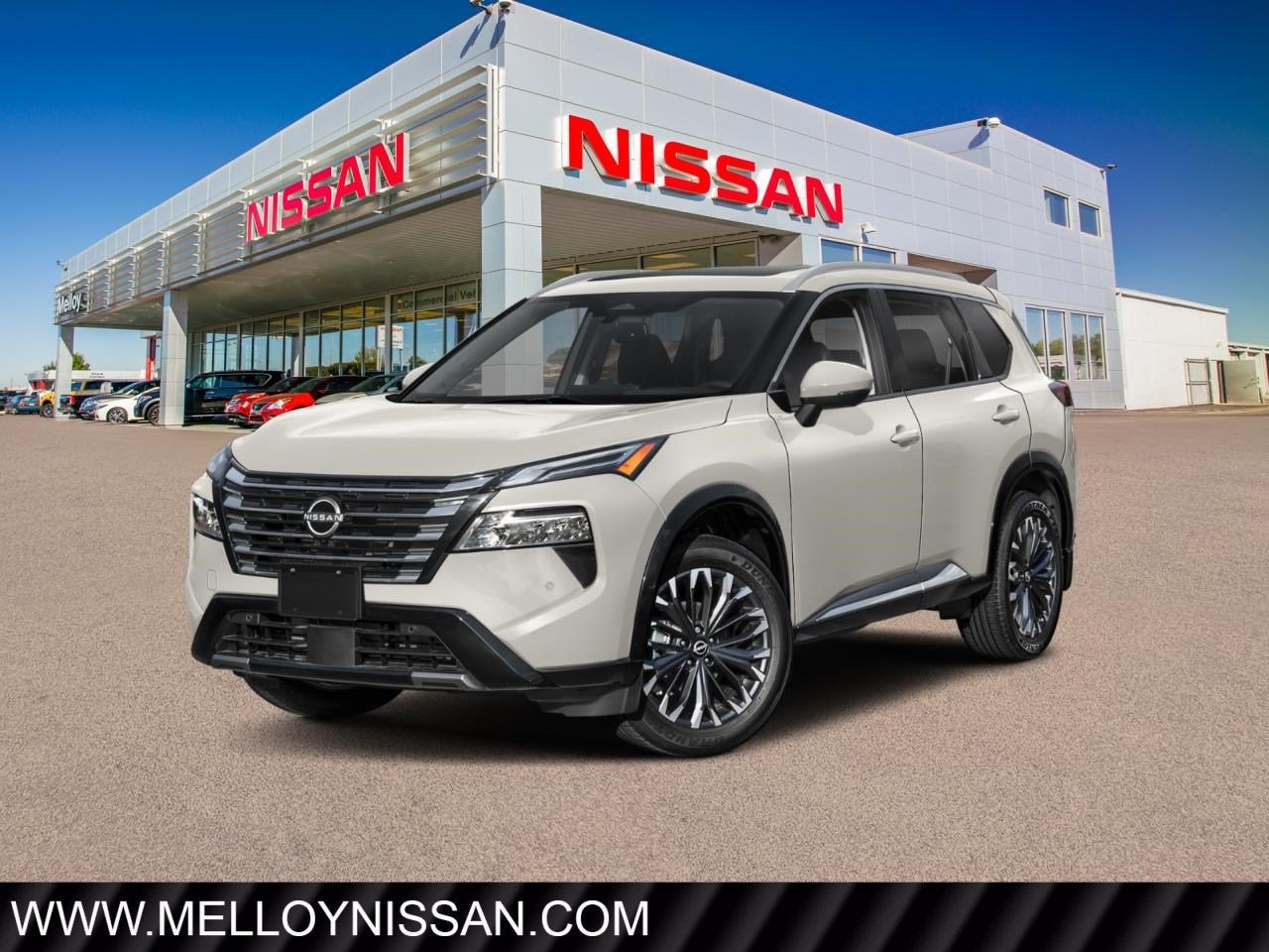 2026 Nissan Rogue 2026.5 AWD Platinum in Champagne Silver Metallic/Super Black — front three-quarter view
